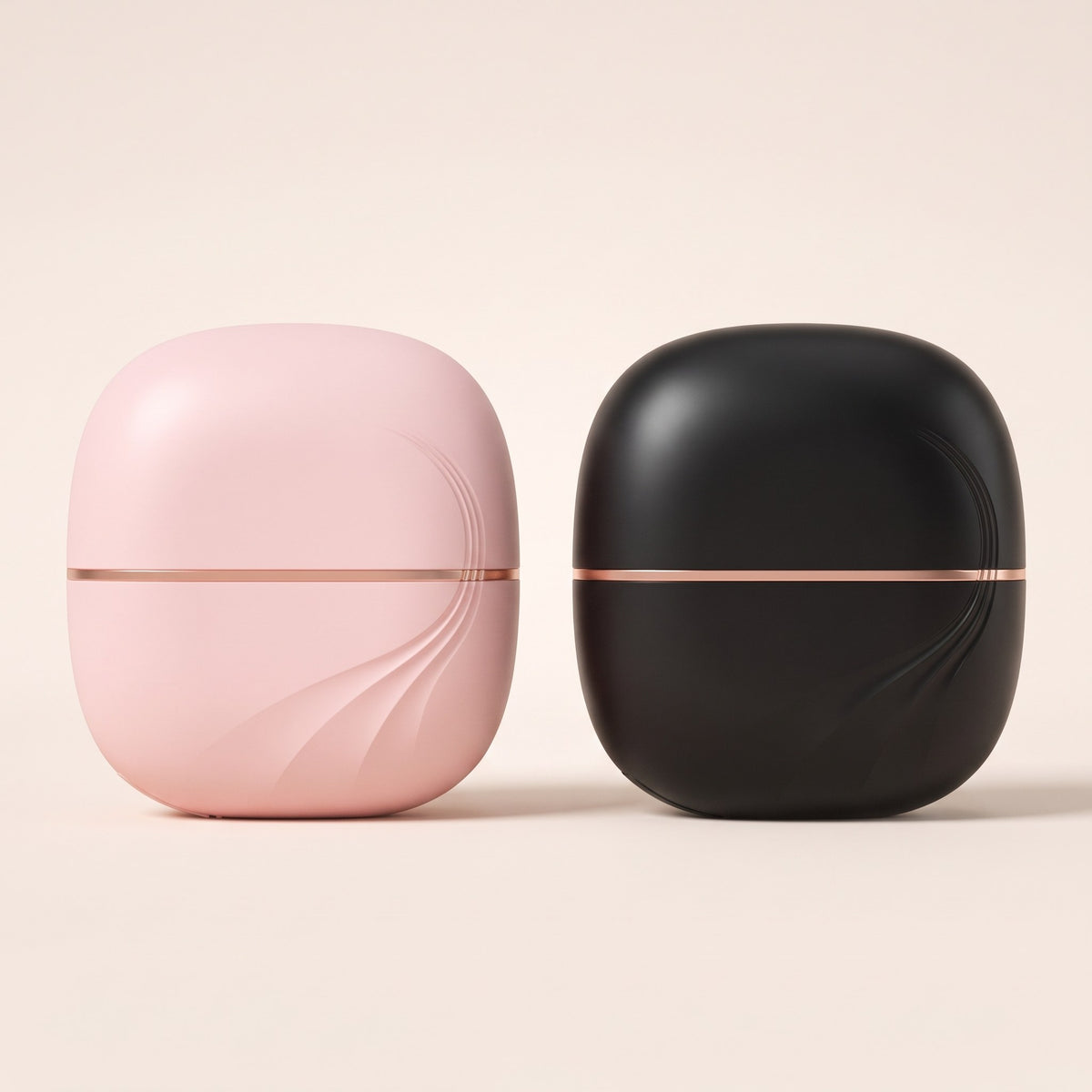 The Mini in pink and black side by side
